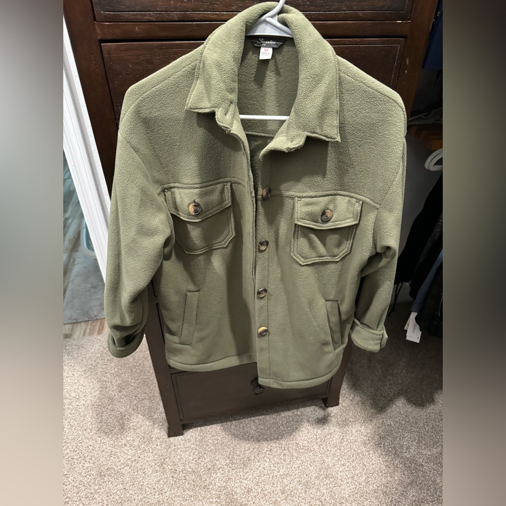 XS Supplies fleece green jacket. Size XS.